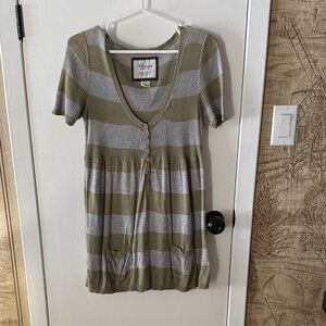 Bluenotes Olive and Gray Striped Sweater